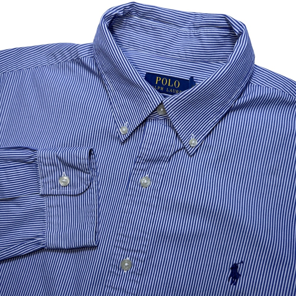 Polo Ralph Lauren Medium Men Classic Fit Striped Button-Down Preppy Blue White